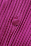 Colletto rovesciato casual solido rosso rosa a maniche corte in due pezzi