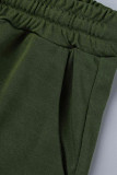 Verde militare moda casual stampa patchwork o collo manica lunga due pezzi