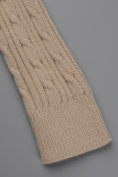 Khaki Fashion Casual Solid Patchwork Oberteile mit schrägem Kragen