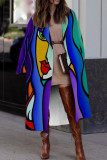 Цветная повседневная верхняя одежда с воротником-стойкой и принтом в стиле пэчворк