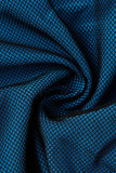 Lingerie sexy senza schienale trasparente con patchwork solido blu di moda