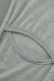 Серые модные повседневные однотонные рваные узкие брюки с высокой талией