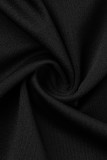 Negro sexy sólido patchwork medio cuello alto lápiz falda vestidos
