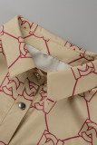 Top con colletto rovesciato con fibbia patchwork con stampa casual alla moda a colori