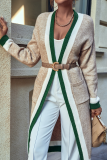 Capispalla con colletto a cardigan patchwork casual in ottone antico