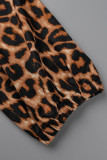 Imprimé léopard grande taille imprimé de rue sexy évidé découpé sur l'épaule combinaisons grande taille