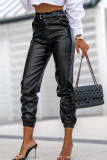 Apricot Casual Solid Patchwork Skinny High Waist Pencil Solid Color Hose