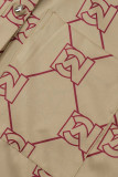 Top con colletto rovesciato con fibbia patchwork con stampa casual alla moda a colori