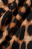 Леопардовый принт плюс размер сексуальный уличный принт выдалбливают вырез с открытыми плечами комбинезоны больших размеров