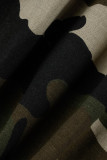Pagliaccetti dritti con colletto risvoltato e stampa mimetica con stampa patchwork verde militare casual