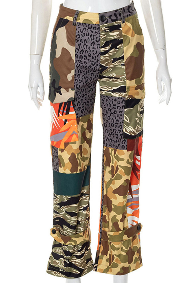Patchwork Camouflage Work Pants