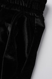 Черный повседневный сплошной лоскутный воротник с капюшоном и длинным рукавом из трех частей