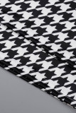 Pantalon taille haute régulier imprimé patchwork décontracté noir blanc