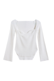 White Sexy Solid Patchwork Square Collar Tops