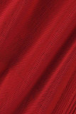 Red Fashion Sexy Patchwork Hot Drilling Plumes Transparentes Demi Col Roulé Robes À Manches Longues