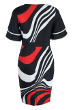 Черно-белое модное повседневное платье в стиле пэчворк с круглым вырезом и коротким рукавом