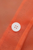 Cardigan transparente sólido laranja fashion com gola aberta (sem vestido)