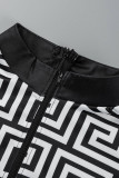 Черные модные повседневные узкие комбинезоны с воротником-молнией и принтом в стиле пэчворк