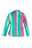Multicolor Mode Casual Print Patchwork Vest Turn-back Kraag Bovenkleding