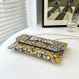 Yellow Casual Daily Print Patchwork Chains Bags