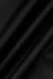 Черный модный повседневный принт в стиле пэчворк с разрезом и косым воротником с длинным рукавом из двух частей