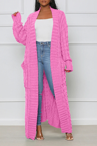 Pink Street Solid Patchwork Cardigan krage Ytterkläder