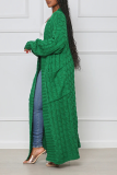 Green Street Solid Patchwork Cardigan Collar Outerwear