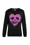 White Street Party Skull Patchwork O Neck Tops