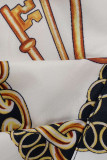 Gele mode casual print patchwork overhemdjurk met kraag en kraag