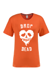 Svart Casual Street Skull Patchwork O-hals T-shirts