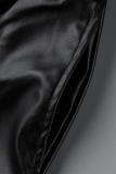 Черные повседневные однотонные однотонные брюки в стиле пэчворк со средней посадкой и широкими штанинами