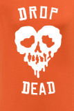 Grå Casual Street Skull Patchwork O-hals T-shirts