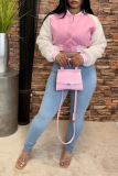 Roze Street Solid Gesp Cardigan Kraag Bovenkleding