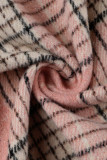 Vêtement d'extérieur décontracté imprimé patchwork boucle col rabattu rose