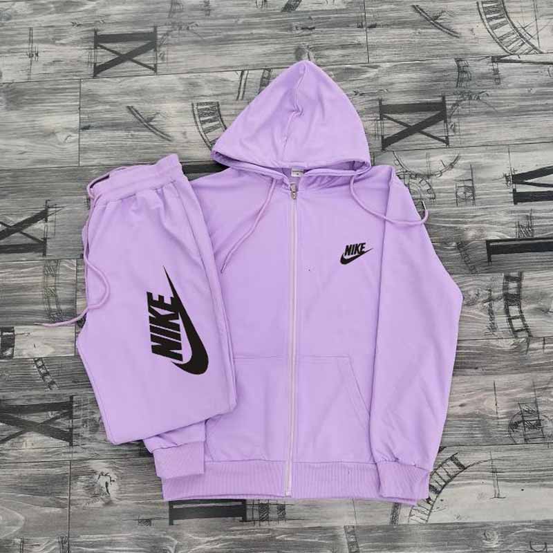 

Light Purple Casual Print Letter Hooded Collar Long Sleeve Two Pieces