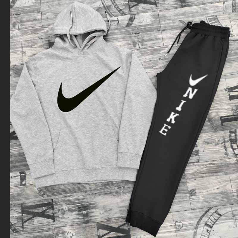 

Grey Casual Print Letter Hooded Collar Long Sleeve Two Pieces