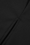 Svarta sexiga solida urholkade lapptäcke off the shoulder aftonklänningar