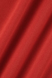 Roupa esportiva casual vermelha estampa patchwork com zíper gola com capuz manga longa duas peças