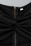 Svarta sexiga solida urholkade lapptäcke off the shoulder aftonklänningar