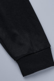 Due pezzi a maniche lunghe con scollo a O collo con stampa casual nera