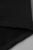Negro sexy sólido patchwork con lazo medio cuello alto lápiz falda vestidos