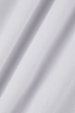 Macacão reto branco sexy de patchwork sólido com decote em V