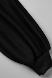 グレー カジュアル ソリッド パッチワーク バックル ワンステップ スカート ドレス