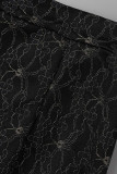 Zwarte elegante effen patchwork asymmetrische hoge taille patchwork bodems