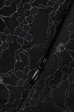 Calças de retalhos de cintura alta assimétricas de retalhos sólidos elegantes pretos