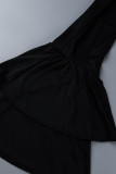 Parte inferior de color sólido de altavoz de cintura alta de patchwork sólido informal negro