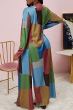 Mehrfarbiger, lässiger Patchwork-Mantel mit geometrischem Druck in Übergröße