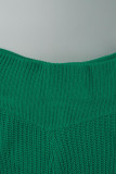 Lápis de cintura alta verde casual borla borla sólida patchwork skinny fundo de cor sólida