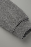 Blå Casual Sportswear Print Bandage urholkat Patchwork O-hals långärmad två delar
