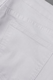 Jean skinny en denim blanc taille haute à patchwork uni décontracté